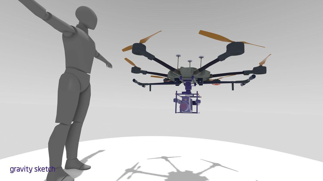 3D Image of a DJI Drone with camera attached.